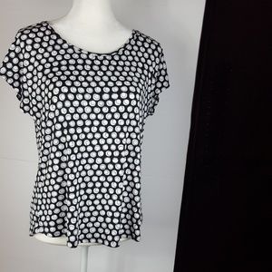 CHICO'S Short Sleeve Top Size 1 Black and White